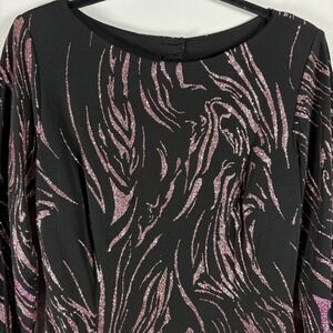 Cache Womens Large Black Pink Sequin Animal Print 90s Y2K Glam Sheath Mini Dress
